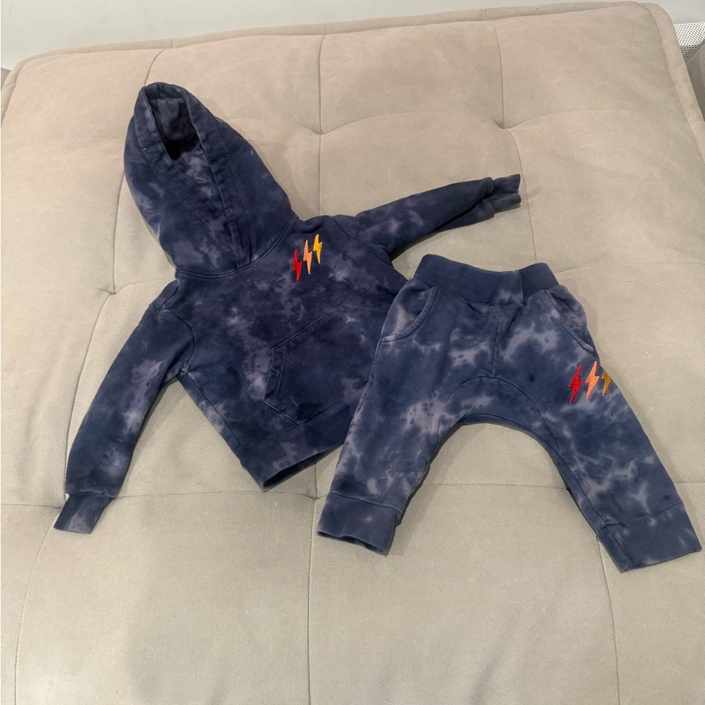 Tony Whales Toddler Boys 12/18M Navy Blue Tie-Dye Hoodie and Sweatpants Set